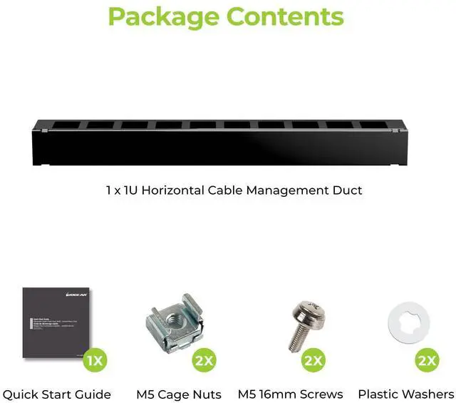 Alt view image 3 of 10 - IOGEAR 1U 19" Horizontal Cable Management Duct  Finger Duct with Removable Cover, Metal Construction (GROHD1U)
