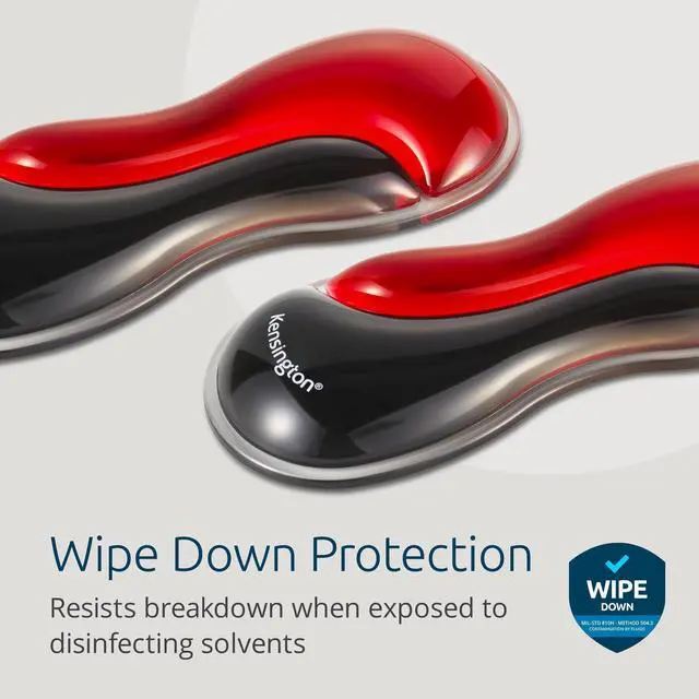 Alt view image 6 of 7 - Kensington Slim Duo Gel Mouse Wrist Rest Support Cushion for Low Profile Mice & Trackballs, Ergonomic Mouse Wrist Support for Pain Relief, Comfortable Non-Skid Gel, Red 7.56" x 2.83" x 0.87" K62440NA