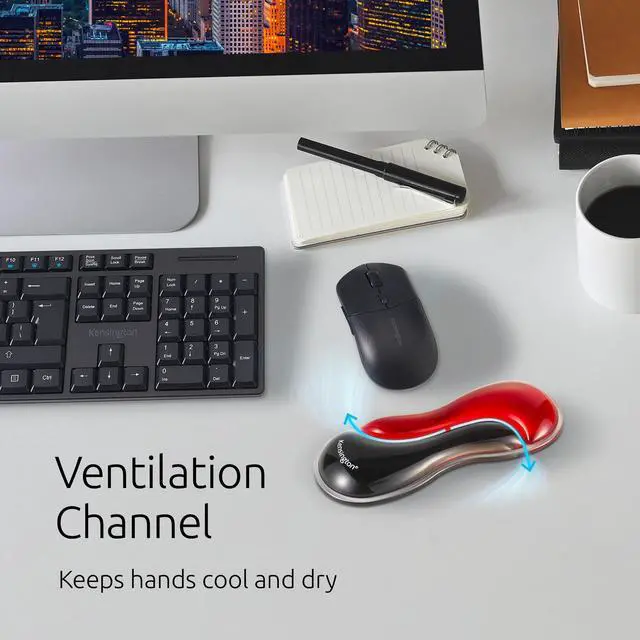 Alt view image 4 of 7 - Kensington Slim Duo Gel Mouse Wrist Rest Support Cushion for Low Profile Mice & Trackballs, Ergonomic Mouse Wrist Support for Pain Relief, Comfortable Non-Skid Gel, Red 7.56" x 2.83" x 0.87" K62440NA