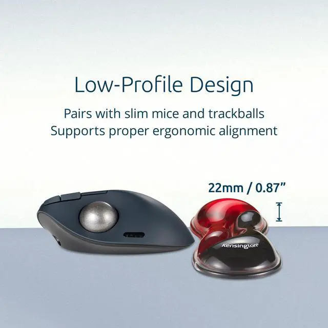 Alt view image 2 of 7 - Kensington Slim Duo Gel Mouse Wrist Rest Support Cushion for Low Profile Mice & Trackballs, Ergonomic Mouse Wrist Support for Pain Relief, Comfortable Non-Skid Gel, Red 7.56" x 2.83" x 0.87" K62440NA