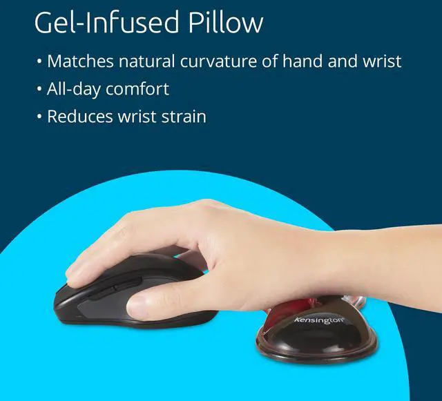 Alt view image 3 of 7 - Kensington Slim Duo Gel Mouse Wrist Rest Support Cushion for Low Profile Mice & Trackballs, Ergonomic Mouse Wrist Support for Pain Relief, Comfortable Non-Skid Gel, Red 7.56" x 2.83" x 0.87" K62440NA