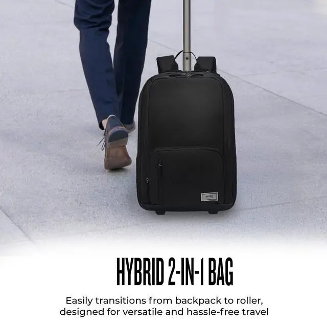 Alt view image 5 of 6 - Solo New York Rolling Backpack with Wheels - Roller Bag for Women & Men, Carry On Size for Travel, Wheeled Bookbag for Work, Fits 15.6" Laptops - Bleeker, Black