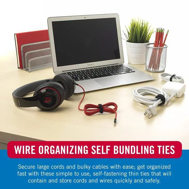 Alt view image 3 of 7 - VELCRO Brand 150pk Cable Ties Value Pack, 8in | Gifts for Tech Lovers | For Wire Management and Cord Organizer | Replace Zip Ties with Reusable Straps, Reduce Waste