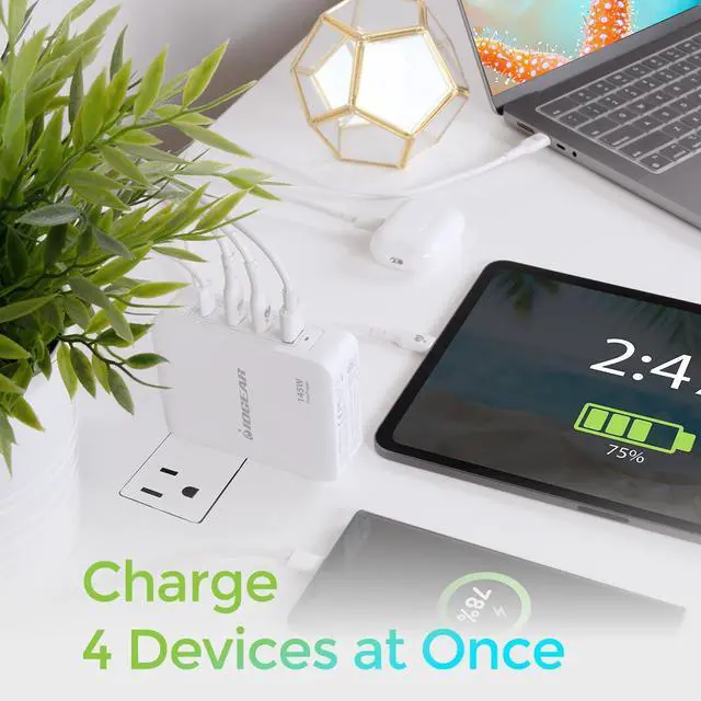 Alt view image 7 of 9 - IOGEAR GearPower 145W Multiport Charger - 145 W - 4 ft Cable - 28 V DC Output - 5 A - 1