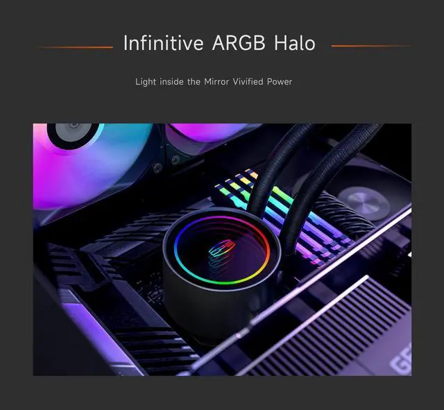 Alt view image 7 of 10 - PCCOOLER CPS DA240 ARGB AIO CPU Liquid Cooler, 240mm Radiator, 260W TDP, Infinity Halo ARGB Effect, High-Performance 3000 RPM Pump Speed, for Intel LGA 20XX/1851/1700/1200/115X & AMD AM5/AM4, Black