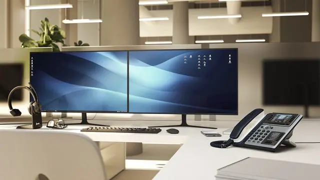 Alt view image 6 of 6 - Poly Edge E450 IP Desk Phones (Plantronics + Polycom)  Easy to Install with Included Wi-Fi  8-line Keys Supporting up to 32 Lines - Integrated Bluetooth for Mobile Phone and Headset Pairing