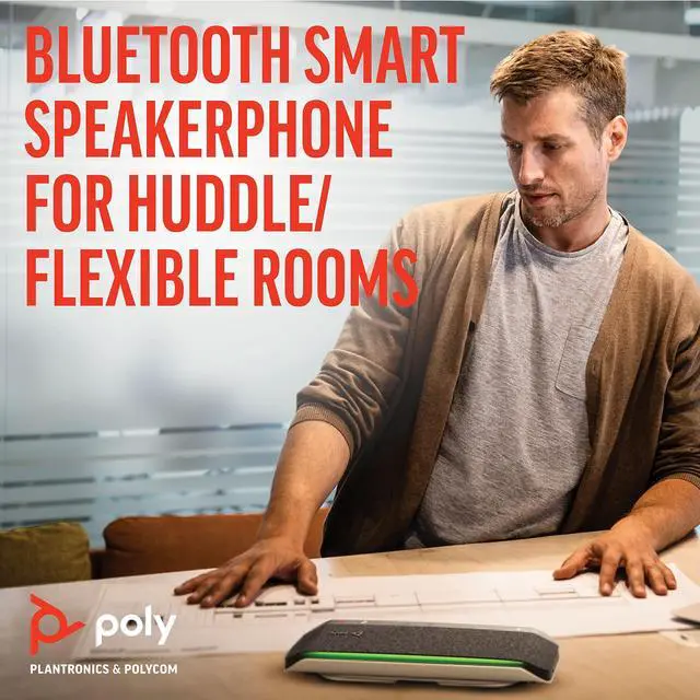 Alt view image 14 of 16 - Poly - Sync 40 Smart Speakerphone (Plantronics) - Flexible Work Spaces - Connect to PC/Mac via Combined USB-A/USB-C Cable and Smartphones via Bluetooth - Works with Teams, Zoom & more,Black