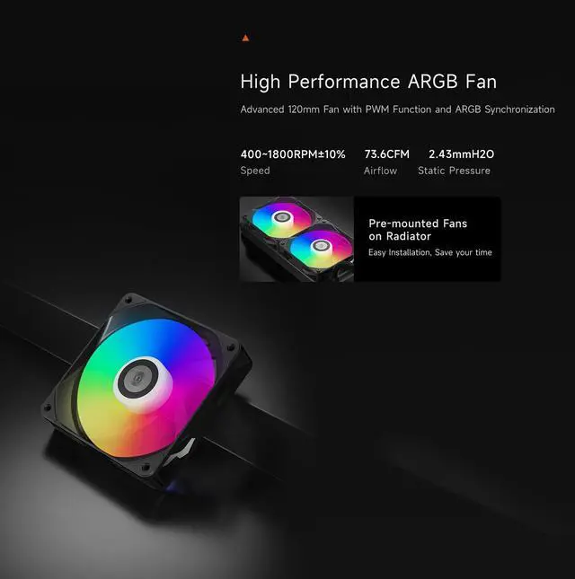 Alt view image 9 of 10 - PCCOOLER CPS DA240 ARGB AIO CPU Liquid Cooler, 240mm Radiator, 260W TDP, Infinity Halo ARGB Effect, High-Performance 3000 RPM Pump Speed, for Intel LGA 20XX/1851/1700/1200/115X & AMD AM5/AM4, Black