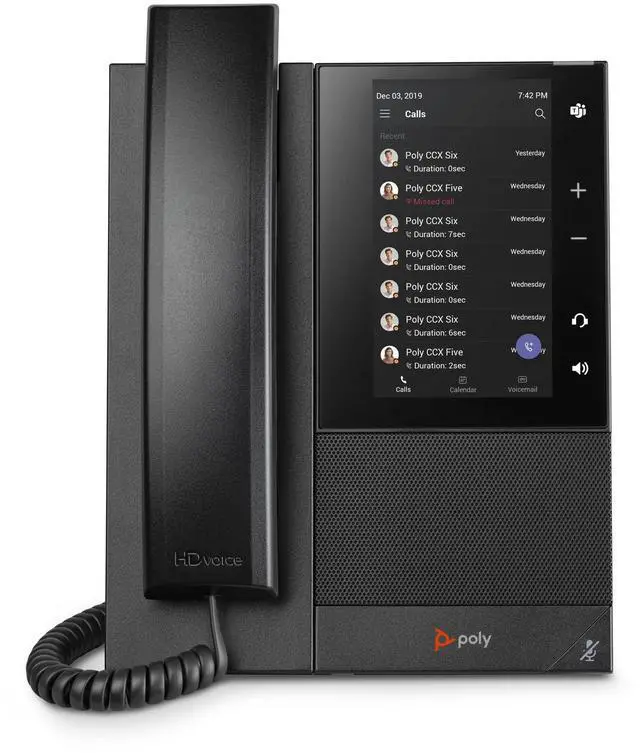 Alt view image 2 of 6 - Poly CCX 505 Teams Edition Phone with Handset (Polycom) - Wi-Fi Enabled - Acoustic Fence & NoiseBlockAI Technologies - 5' LCDDisplay - Integrated BT & USB Headset Ports-Works w/Teams (Certified)&More