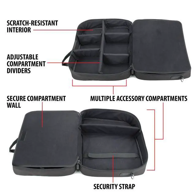 Alt view image 3 of 7 - Audio Mixer Case Fits RODECaster Pro II, Pro & Duo, GoXLR, & more Podcast Equipment - Podcast DJ Travel Bag with Customizable Interior, Scratch-Resistant Interior, Shoulder Strap (Black)