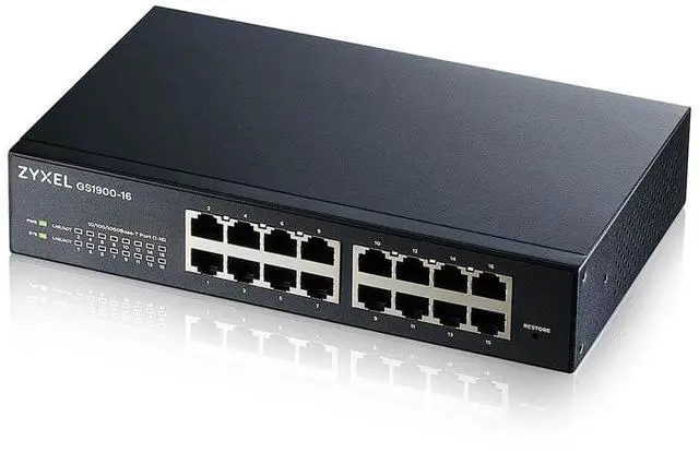 Alt view image 7 of 13 - ZyXEL 16-Port Gigabit Smart Managed Switch, Fanless, GS1900-16 Rev 03F