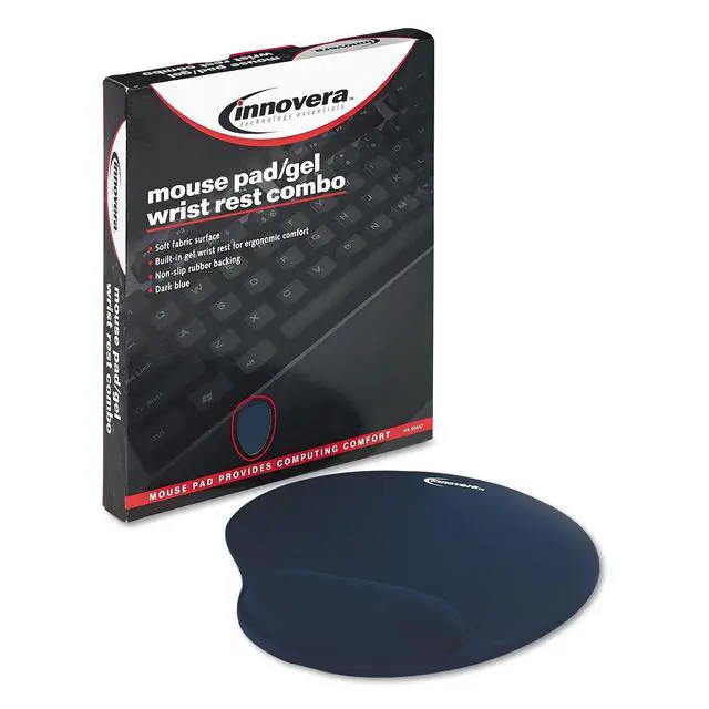 Alt view image 5 of 5 - INNOVERA 50447 Mouse Pad w/Gel Wrist Pad, Nonskid Base, 10-3/8 x 8-7/8, Blue