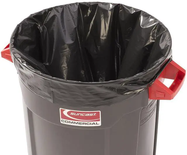 Alt view image 5 of 7 - Suncast Commercial Extra Tall Precise Fit Contractor Trash Bags, 55 Gallon Capacity, 3 Mil Heavy-Duty Thickness, Compatible with Suncast 55 Gallon Trash Cans (Box of 15), Made in The USA