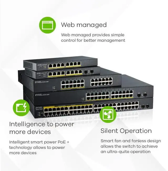 Alt view image 9 of 13 - ZyXEL 16-Port Gigabit Smart Managed Switch, Fanless, GS1900-16 Rev 03F