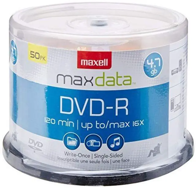 Main image of Maxell 638011 Superior Archival Life Metal Azo Dye Construction Write Once Format DVD-R 4.7 Gb Spindle 50 Disc Pack