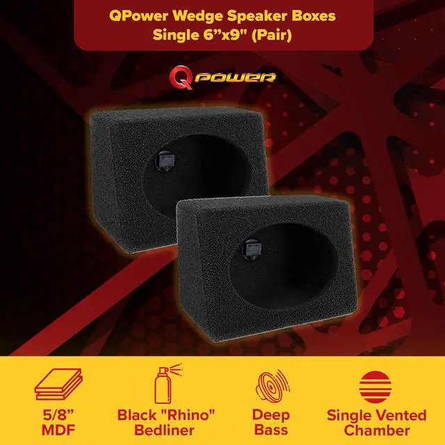 Alt view image 2 of 7 - 6 by 9 Inches Speaker Box Audio Enclosure with Durable Black Bed Liner Spray Finish with Terminal Cup Connectors (2 Pack)