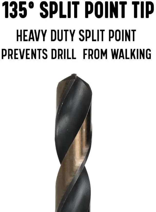 Alt view image 5 of 9 - DRILL AMERICA KFD3F1-1/8 1-1/8" HSS Black & Gold Drill Bit with Reduced 1/2"