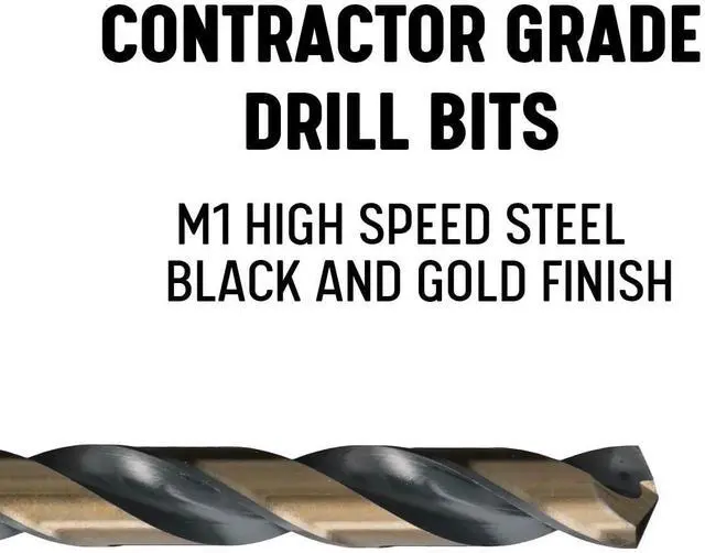 Alt view image 4 of 9 - DRILL AMERICA KFD3F1-1/8 1-1/8" HSS Black & Gold Drill Bit with Reduced 1/2"