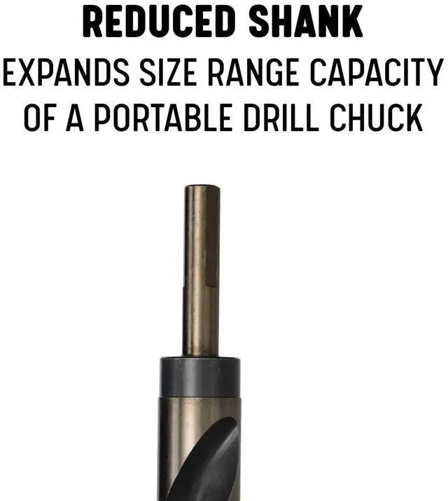 Alt view image 6 of 9 - DRILL AMERICA KFD3F1-1/8 1-1/8" HSS Black & Gold Drill Bit with Reduced 1/2"