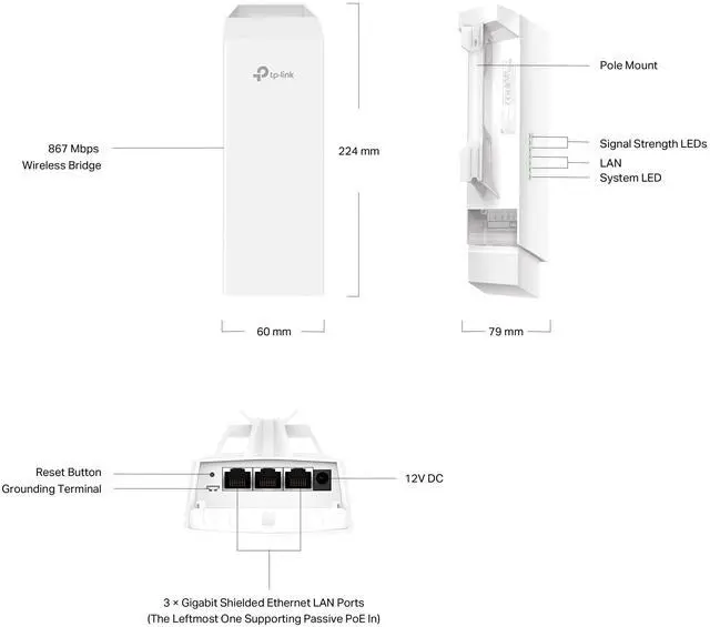 Alt view image 11 of 11 - TP-Link EAP211-Bridge KIT Single Band IEEE 802.11 a/b/g/n/ac 867 Mbit/s Wireless Bridge - Indoor/Outdoor - 5 GHz - 2 x Internal Antenna(s) - Internal - MIMO Technology - Multi User MIMO - 3 x Network