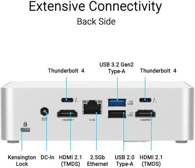 Alt view image 18 of 20 - Asus NUC 15 Pro Plus RNUC15CRSU9089AU Desktop Computer - Intel Core Ultra 9 285H - 32 GB - 1 TB SSD - Mini PC - Silver - Intel Chip - Windows 11 Home - Intel Arc 140T Graphics DDR5 SDRAM - IEEE 802.11