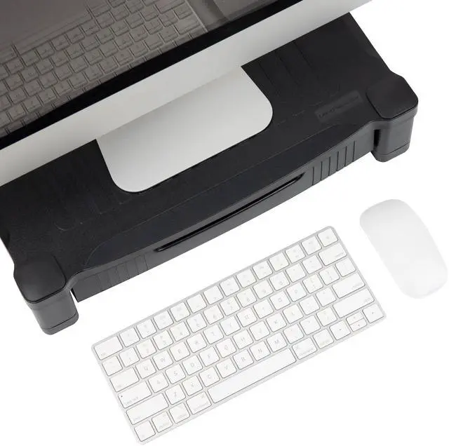 Alt view image 3 of 6 - Mind Reader Monitor Stand, Storage Drawer, Desktop Organizer, Laptop Riser, Office, 17.25"L x 13.25"W x 4"H, Black