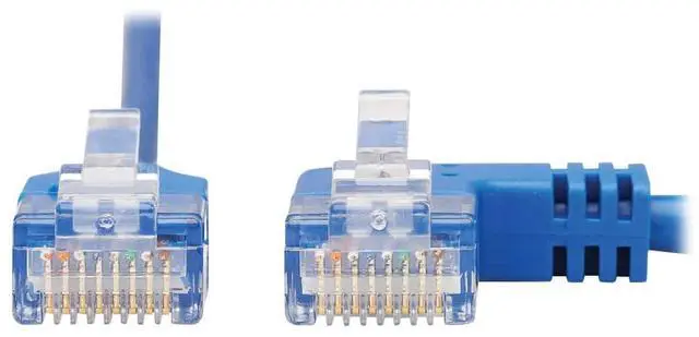 Alt view image 12 of 14 - TRIPP LITE N204-S10-BL-RA 10 ft. Cat 6 Blue Right-Angle Gigabit Molded Slim UTP Ethernet Cable (RJ45 Right-Angle M to RJ45 M)