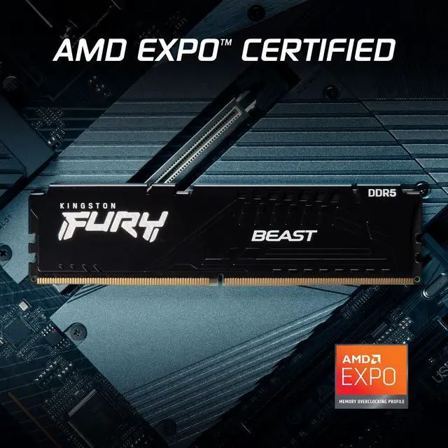 Alt view image 3 of 7 - Kingston Fury Beast 8GB 6000MT/s DDR5 CL30 Desktop Memory | AMD Expo | Single Module | KF560C30BBE-8