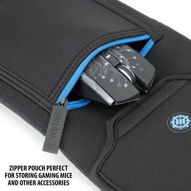 Alt view image 6 of 7 - Keyboard Sleeve Travel Case for TKL Tenkeyless Compact Tournament eSports Gaming Keyboards (up to 15 Inches) - Rugged Neoprene Construction , Zipper Mouse Storage and Cable Storage Pouch