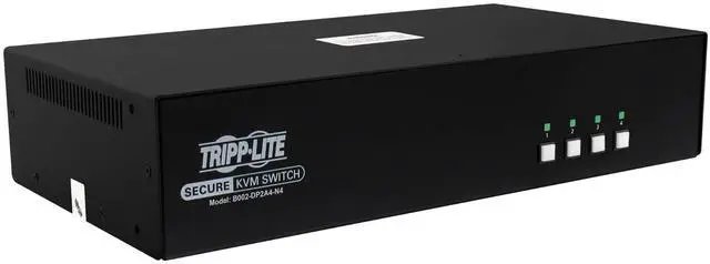 Main image of Tripp Lite Secure KVM Switch 4-Port DisplayPort, United States Government NIAP-Certified PP4.0 Security, Common Access Card (CAC) Port, 4K @ 30Hz Video, TAA Compliant, 3-Year Warranty (B002-DP1AC4-N4)