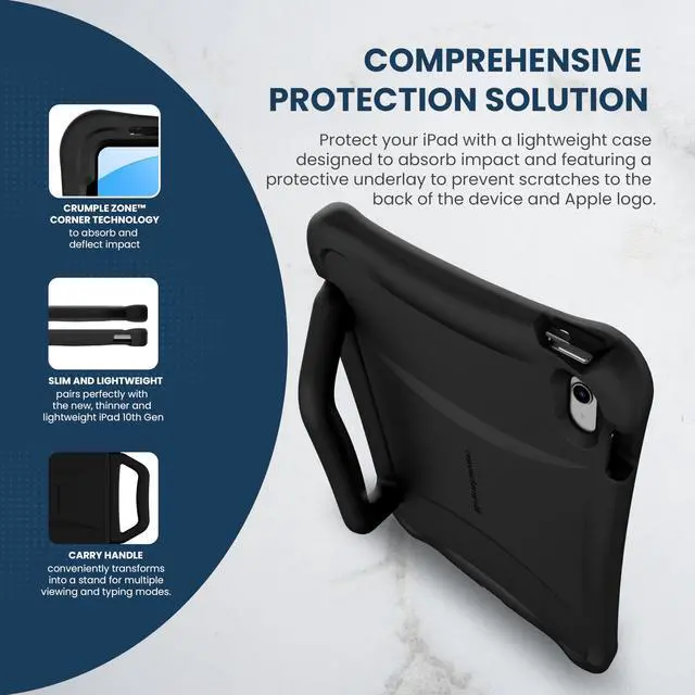Alt view image 10 of 11 - Brenthaven Bounce Rugged Carrying Case Apple iPad (10th Generation) Smartphone - Drop Resistant, Impact Absorbing, Bump Resistant, Impact Resistant, Scratch Resistant - Handle