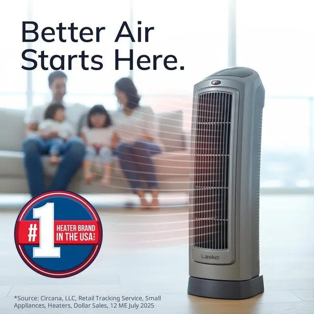 Alt view image 5 of 9 - lasko 5538 ceramic tower heater with remote control