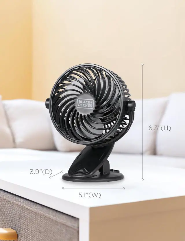 Alt view image 7 of 7 - BLACK+DECKER Convertible Cooling Fan - Portable Tabletop and Standing Fan for Home or Office, 4" with 3 Speed Settings and Adjustable Tilt Angle, 2-Pack, Black