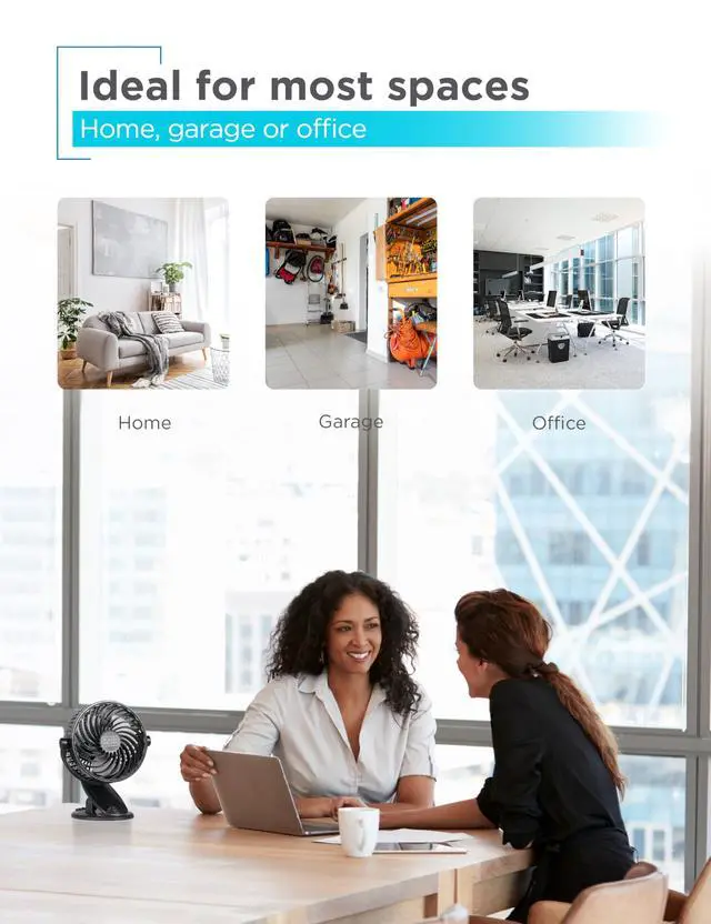 Alt view image 6 of 7 - BLACK+DECKER Convertible Cooling Fan - Portable Tabletop and Standing Fan for Home or Office, 4" with 3 Speed Settings and Adjustable Tilt Angle, 2-Pack, Black