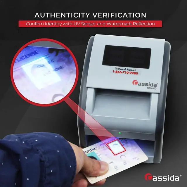 Alt view image 3 of 7 - Cassida Omni-ID 2-in-1 Currency Counterfeit Detector with UV Identification Verification Lights Bill Checker with Infrared, Magnetic and Ultraviolet Sensors - Easy to Read PASS/FAIL Display