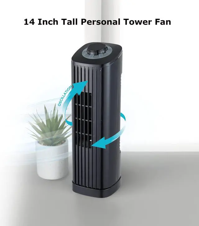 Alt view image 10 of 15 - Optimus F-7348BK 14 Inch Portable Ultra-Slim Desktop Tower Fan in Black