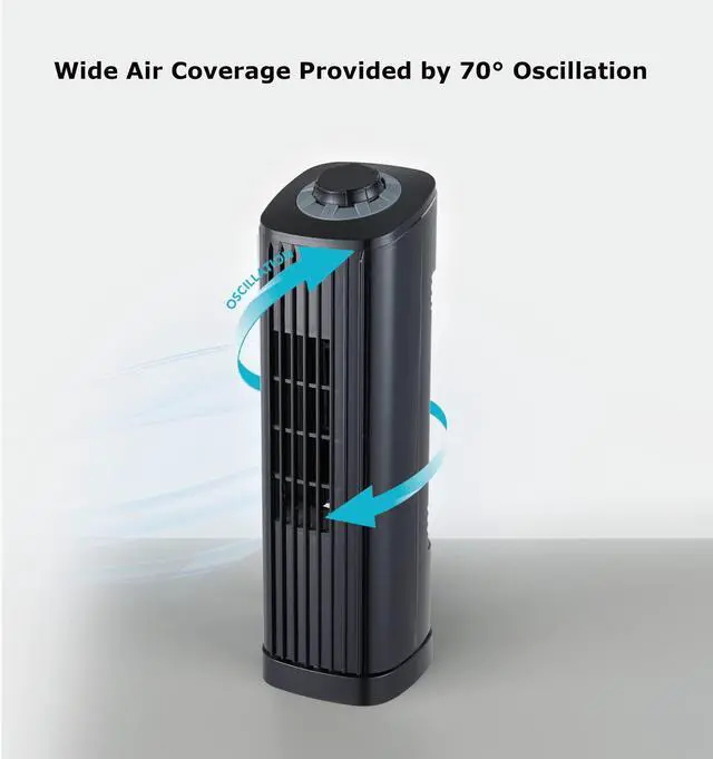 Alt view image 12 of 15 - Optimus F-7348BK 14 Inch Portable Ultra-Slim Desktop Tower Fan in Black