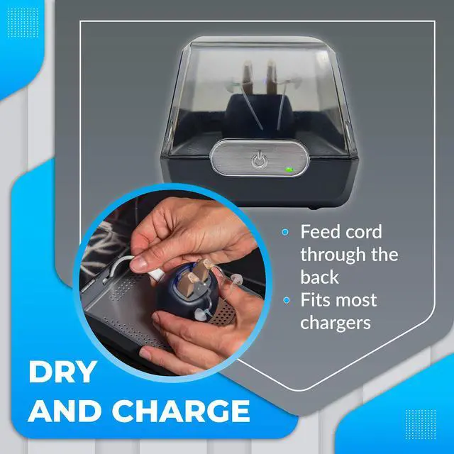 Alt view image 3 of 7 - DryBoost UV by Dry & Store | Maintenance System for Your Rechargeable Hearing Aids or Amplifiers - The Perfect Combination of Drying, Sanitizing, and Charging