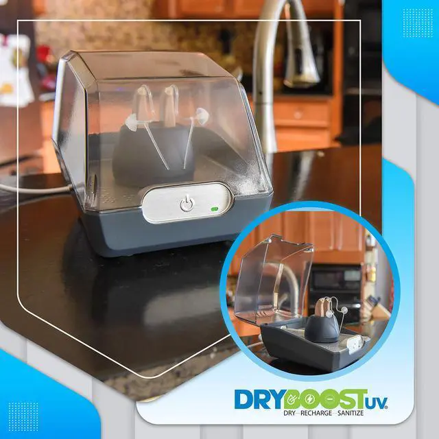 Alt view image 7 of 7 - DryBoost UV by Dry & Store | Maintenance System for Your Rechargeable Hearing Aids or Amplifiers - The Perfect Combination of Drying, Sanitizing, and Charging