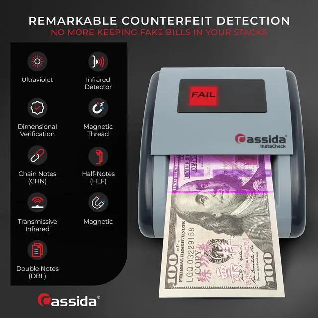 Alt view image 11 of 13 - Cassida Small Footprint Easy Read Automatic Counterfeit Detector
