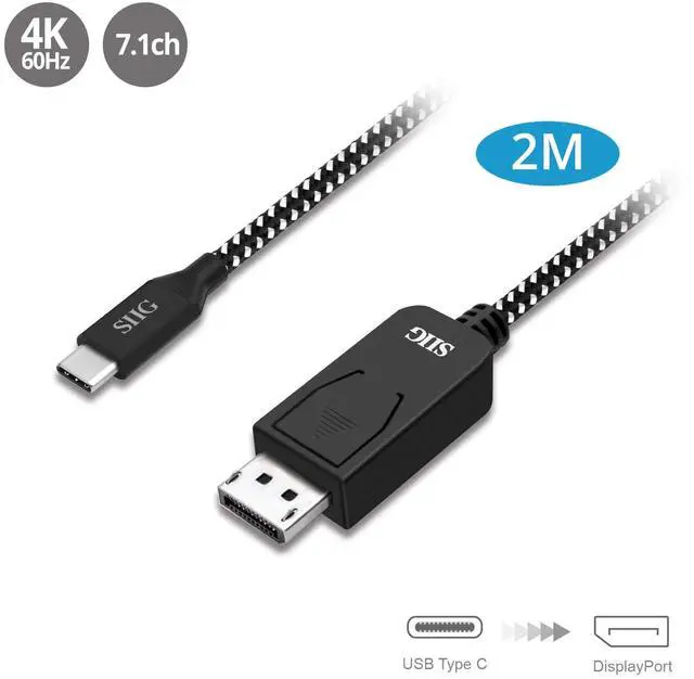 Alt view image 11 of 16 - SIIG CB-TC0A12-S1 USB Type-C to DisplayPort Cable 2M