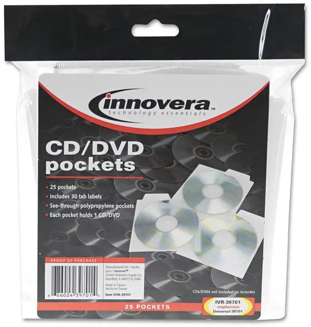 Main image of Innovera 39701 CD/DVD Pockets 25/Pack