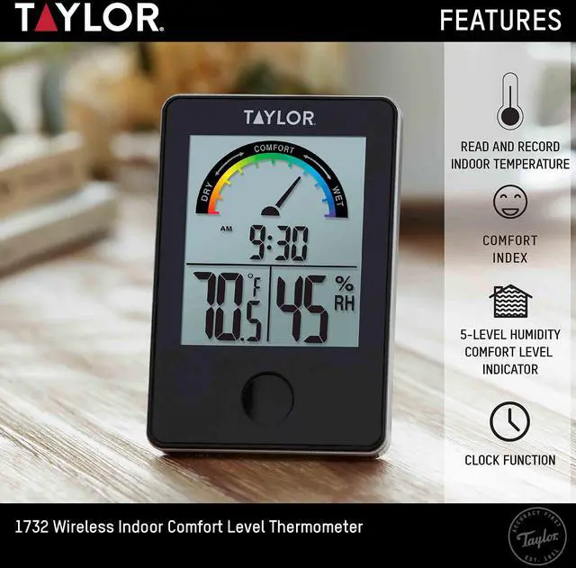 Alt view image 6 of 7 - Taylor 1732 Indoor Digital Comfort Level Station With Hygrometer TAP1732