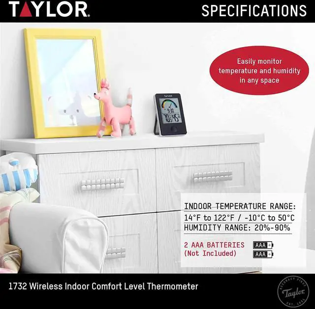 Alt view image 7 of 7 - Taylor 1732 Indoor Digital Comfort Level Station With Hygrometer TAP1732