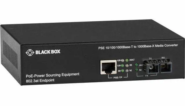 Main image of Black Box LPS500 Gigabit Ethernet PoE Media Converter (LPS500A-MM-SC-R3)