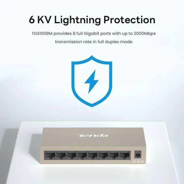 Alt view image 15 of 15 - tenda teg1008m, 8-port gigabit ethernet switch, home& enterprises network switch, plug-and-play, fanless ethernet splitter (mini size)