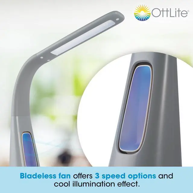 Alt view image 9 of 14 - OttLite F261G9-SHPR Cool Breeze Fan Lamp - 15" to 26.5" High - Gray