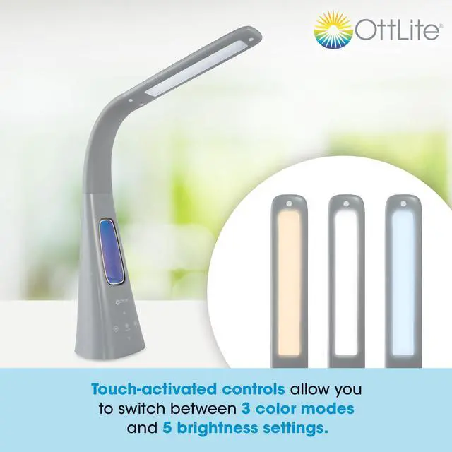 Alt view image 10 of 14 - OttLite F261G9-SHPR Cool Breeze Fan Lamp - 15" to 26.5" High - Gray