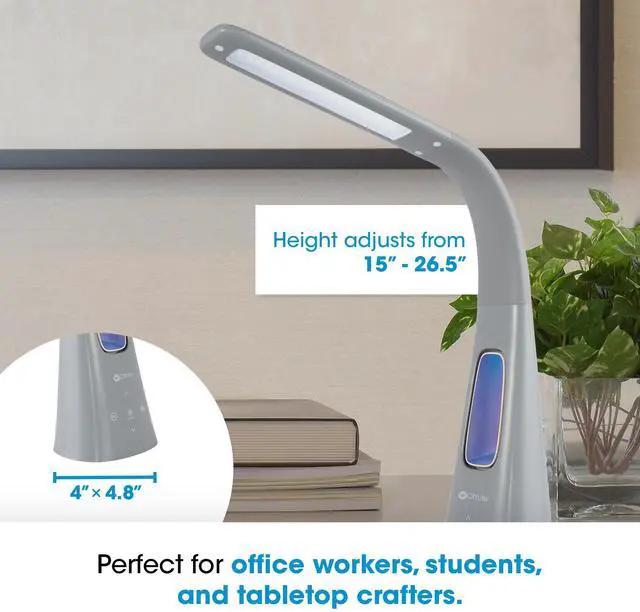 Alt view image 13 of 14 - OttLite F261G9-SHPR Cool Breeze Fan Lamp - 15" to 26.5" High - Gray