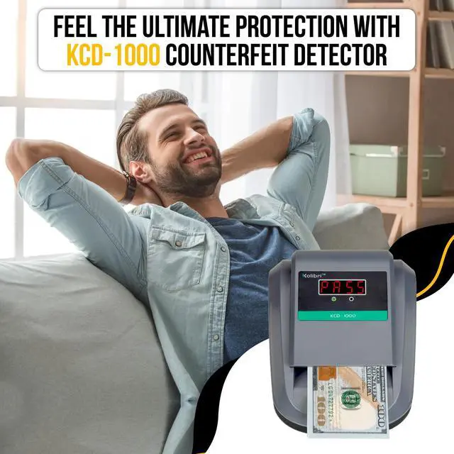 Alt view image 6 of 7 - Kolibri KCD-1000 4-Way Orientation Portable Fake Currency Reader and Counterfeit Bill Detector with UM, Magnetic, Infrared Counterfeit Money Detector, Easy Pass/Fail Indicator (KCD-1000)